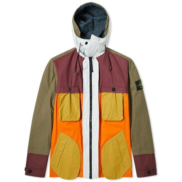 STONE ISLAND 橙 オレンジ & 【 ORANGE STONE ISLAND REFLECTIVE PATCHWORK DOUBLE LAYERED JACKET MULTI 】 メンズファッション コート ジャケット