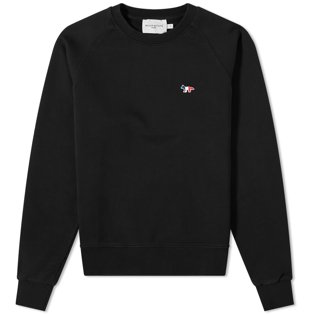 メゾンキツネ フォックス クルー スウェット 黒色 ブラック KITSUNé スウェットトレーナー レディース 【 MAISON KITSUNE MAISON TRICOLOR FOX PATCH CREW SWEAT / BLACK 】 レディースファッション トップス