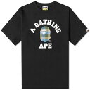 アベイシングエイプ カレッジ Tシャツ 黒色 ブラック ベージュ メンズ 【 A BATHING APE A BATHING APE BLOCK CHECK COLLEGE T-SHIRT C / BLACK X BEIGE 】 メンズファッション トップス カットソー 1