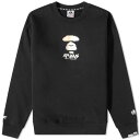 エイプバイベイシングエイプ クルー スウェット 黒色 ブラック スウェットトレーナー メンズ 【 AAPE BY A BATHING APE AAPE GRAFFITI FACE CREW SWEAT / BLACK 】 メンズファッション トップス