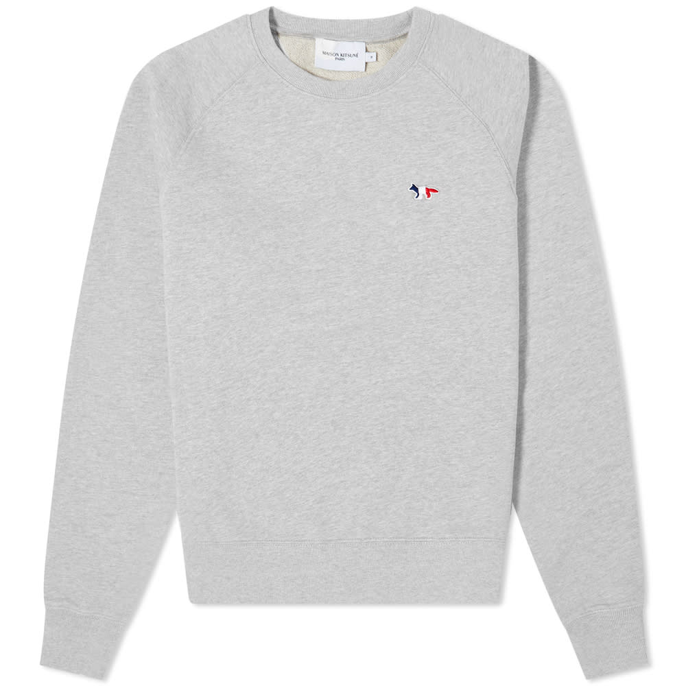 メゾンキツネ フォックス クルー スウェット 灰色 グレー KITSUNé スウェットトレーナー レディース 【 MAISON KITSUNE MAISON TRICOLOR FOX PATCH ADJUSTED CREW SWEAT / GREY 】 レディースファッション トップ