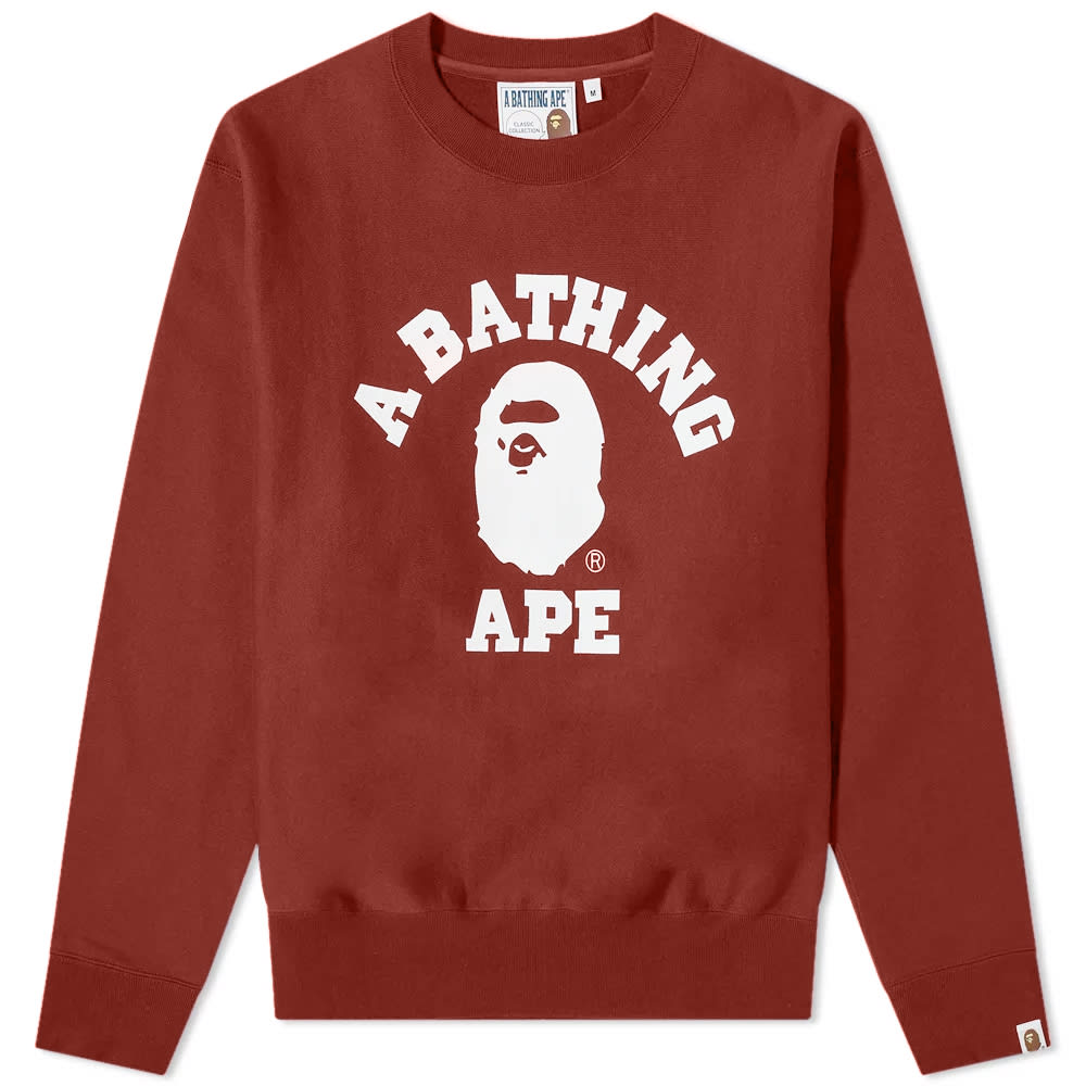 アベイシングエイプ カレッジ クルー スウェット ワイン色 バーガンディー スウェットトレーナー メンズ 【 A BATHING APE A BATHING APE COLLEGE RELAXED FIT CREW SWEAT / BURGUNDY 】 メンズファッション トッ