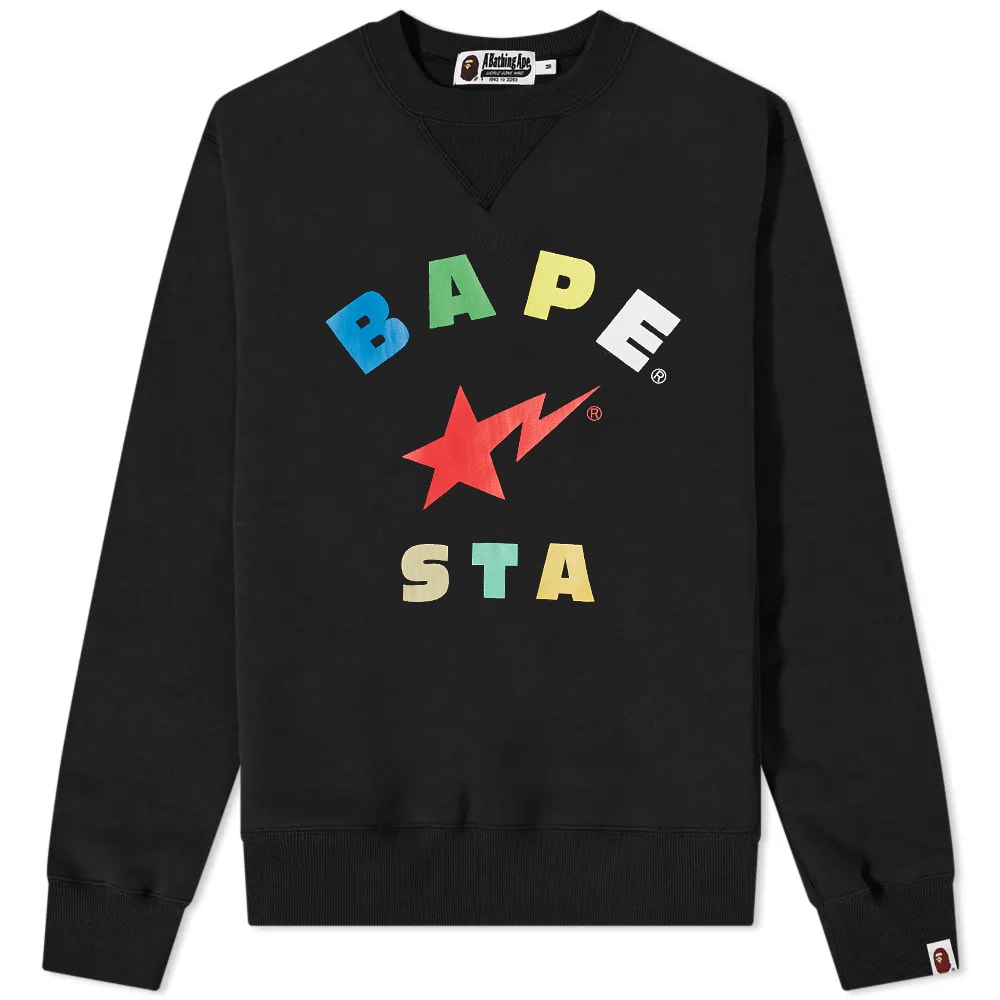 アベイシングエイプ クルー スウェット 黒色 ブラック スウェットトレーナー メンズ 【 A BATHING APE A BATHING APE BAPE STA CREW SWEAT / BLACK 】 メンズファッション トップス