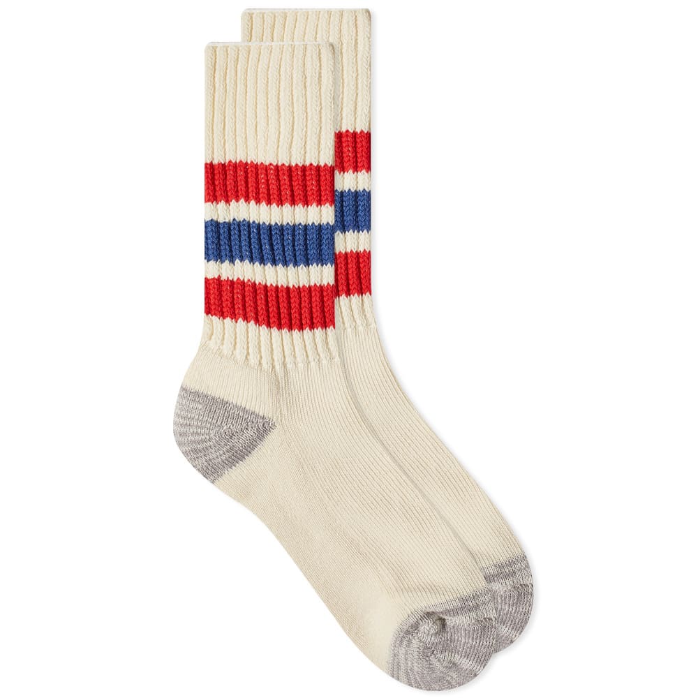 クルー 赤 レッド 青色 ブルー オールドスクール & メンズ 【 ROTOTO COARSE RIBBED OLD SCHOOL CREW SOCK / CHILI RED & BLUE 】 インナー 下着 ナイトウエア レッグ