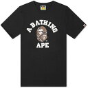 アベイシングエイプ カレッジ Tシャツ 黒色 ブラック ベージュ メンズ 【 A BATHING APE A BATHING APE BAPE SNAKE COLLEGE T-SHIRT / BLACK X BEIGE 】 メンズファッション トップス カットソー