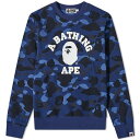 アベイシングエイプ カモ柄 カレッジ クルー スウェット 紺色 ネイビー スウェットトレーナー メンズ 【 A BATHING APE A BATHING APE COLOUR CAMO COLLEGE CREW SWEAT / NAVY 】 メンズファッション トップス