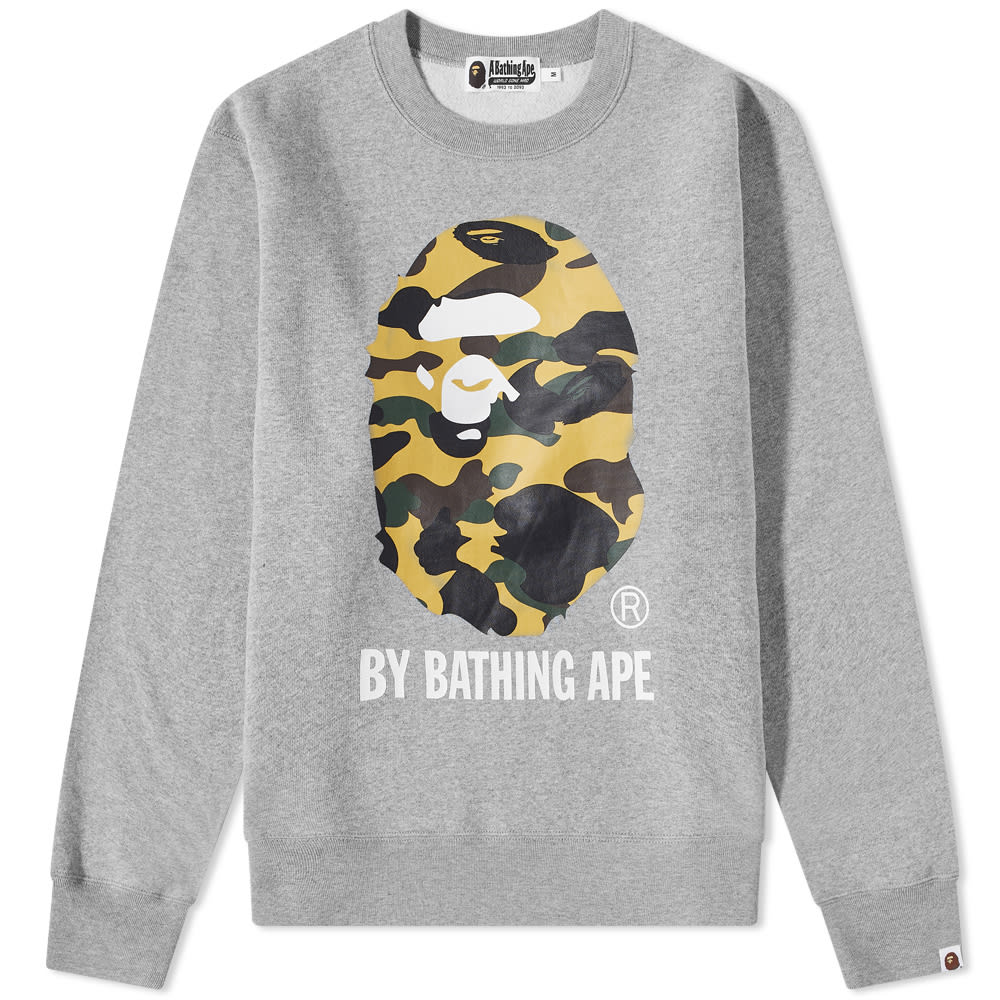 アベイシングエイプ カモ柄 クルー スウェット 灰色 グレー スウェットトレーナー メンズ 【 A BATHING APE A BATHING APE 1ST CAMO BY CREW SWEAT / GREY 】 メンズファッション トップス