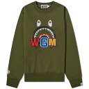 アベイシングエイプ シャーク クルー スウェット オリーブ スウェットトレーナー メンズ 【 A BATHING APE A BATHING APE SHARK EMBROIDERY CREW SWEAT / OLIVE DRAB 】 メンズファッション トップス