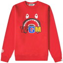 アベイシングエイプ シャーク クルー スウェット 赤 レッド スウェットトレーナー メンズ 【 A BATHING APE A BATHING APE SHARK EMBROIDERY CREW SWEAT / RED 】 メンズファッション トップス