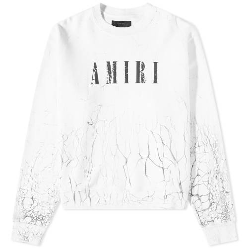 アミリ コア ロゴ クルー スウェット 白色 ホワイト スウェットトレーナー メンズ 【 AMIRI CRACKED DYE CORE LOGO CREW SWEAT / WHITE 】 メンズファッション トップス