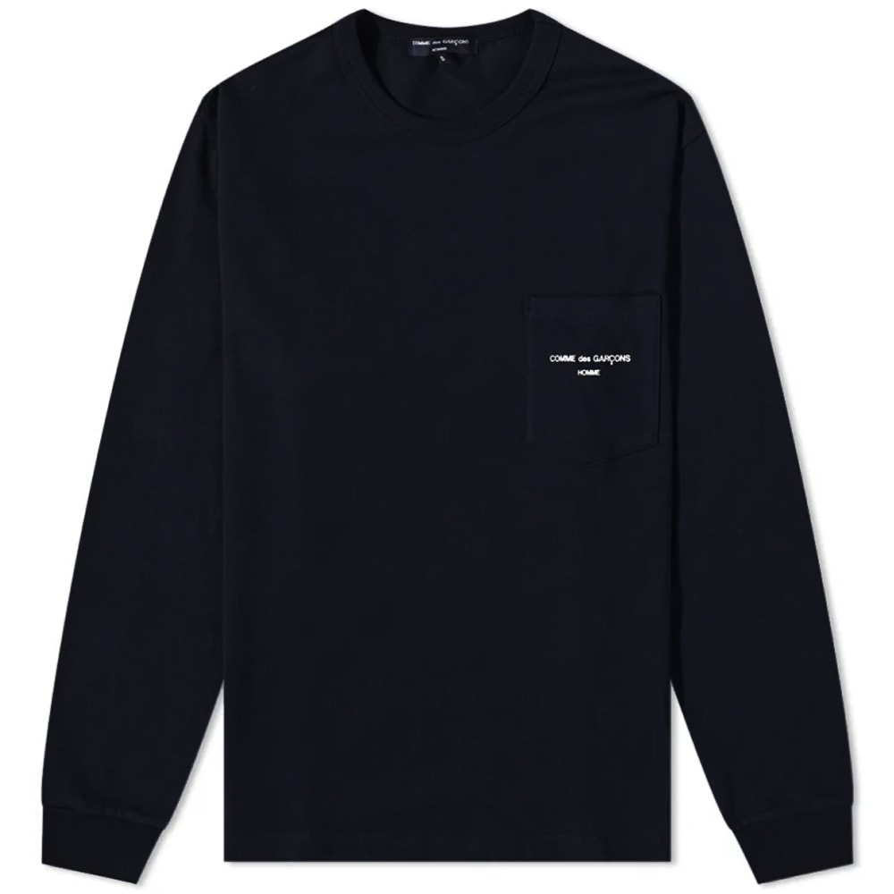 コムデギャルソン オム COMME DES GARçONS HOMME スリーブ ロゴ Tシャツ 黒色 ブラック GARçONS 長袖 メンズ 【 SLEEVE COMME DES HOMME LOGO POCKET TSHIRT BLACK 】