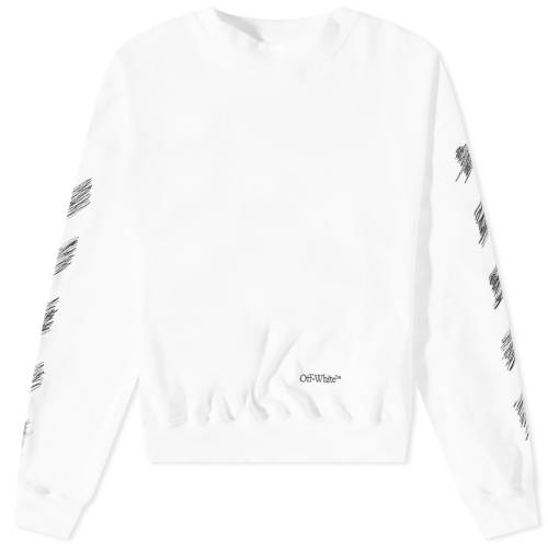 オフホワイト クルー スウェット 白色 ホワイト メンズ 【 OFF-WHITE SCRIBBLE DIAG BOXY CREW NECK SWEAT / WHITE 】 メンズファッション トップス トレーナー