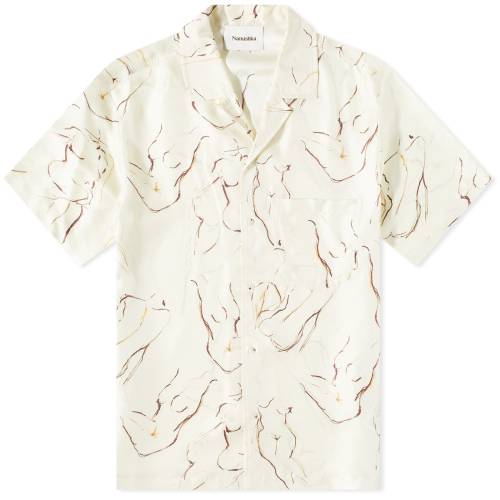 ナヌーシュカ 白色 ホワイト メンズ 【 NANUSHKA NANUSKHA BODIL LINE DRAWING VACATION SHIRT / OFF WHITE 】 メンズファッション トップス