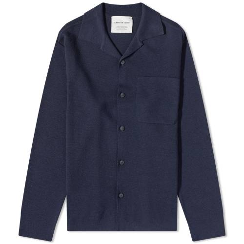 アカインドオブガイズ ニット 紺色 ネイビー メンズ 【 A KIND OF GUISE A KIND OF GUISE KINAN KNIT SHIRT / MIDNIGHT NAVY 】 メンズファッション トップス