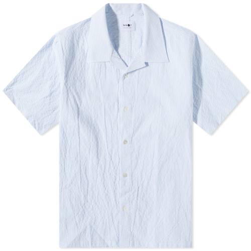 ノーナショナリティトゥーサウザンセブン 青色 ブルー ストライプ メンズ 【 NN07 OLE VACATION SHIRT / BLUE STRIPE 】 メンズファッション トップス