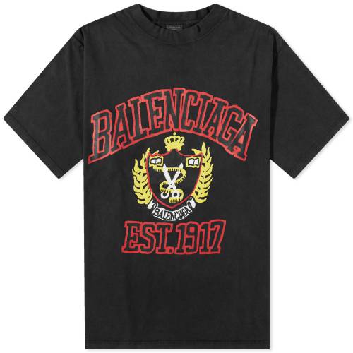 バレンシアガ カレッジ Tシャツ 黒色 ブラック メンズ 【 BALENCIAGA COLLEGE T-SHIRT / WASHED BLACK 】 メンズファッション トップス カットソー