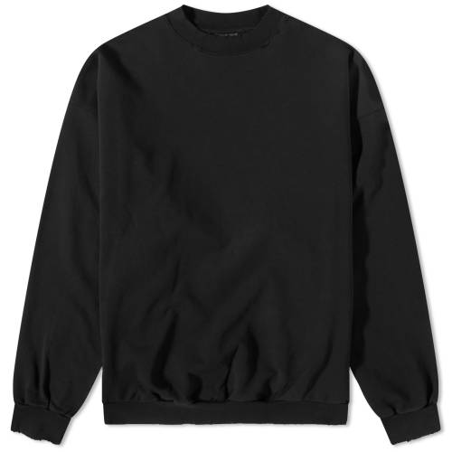 バレンシアガ クルー スウェット 黒色 ブラック 白色 ホワイト スウェットトレーナー & メンズ 【 BALENCIAGA RIBBED CREW SWEAT / WASHED BLACK & WHITE 】 メンズファッション トップス