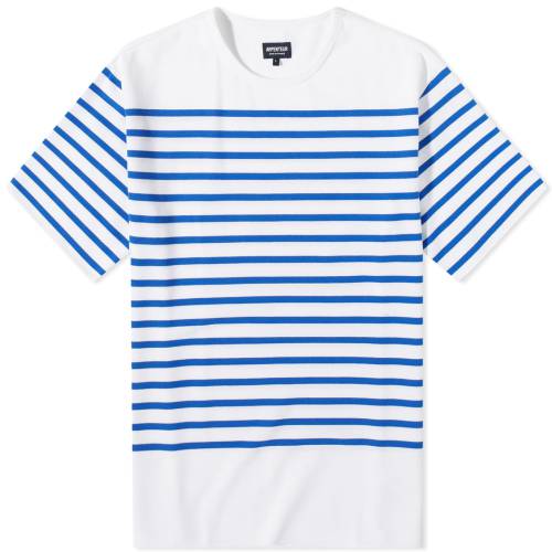 Tシャツ 白色 ホワイト 青色 ブルー ストライプ & メンズ 【 ARPENTEUR PONTUS T-SHIRT / WHITE & BLUE STRIPE 】 メンズファッション トップス カットソー