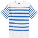 Tシャツ 白色 ホワイト 青色 ブルー ストライプ & メンズ 【 ARPENTEUR PONTUS T-SHIRT / WHITE & BLUE STRIPE 】 メンズファッション トップス カットソー