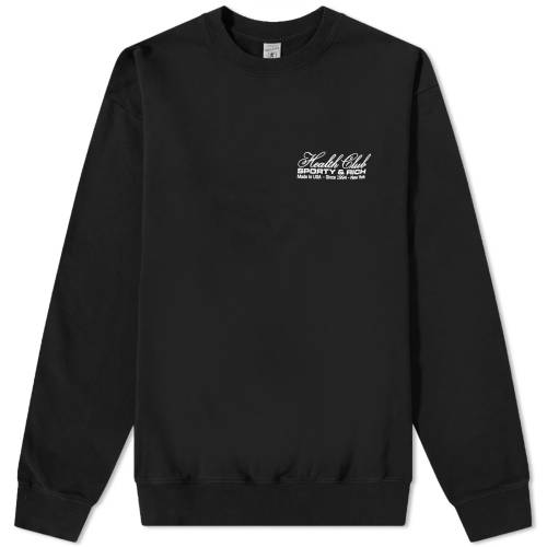 クルー スウェット 黒色 ブラック 白色 ホワイト & スウェットトレーナー メンズ 【 SPORTY & RICH SPORTY RICH MADE IN USA CREW SWEAT / BLACK & WHITE 】 メンズファッション トップス