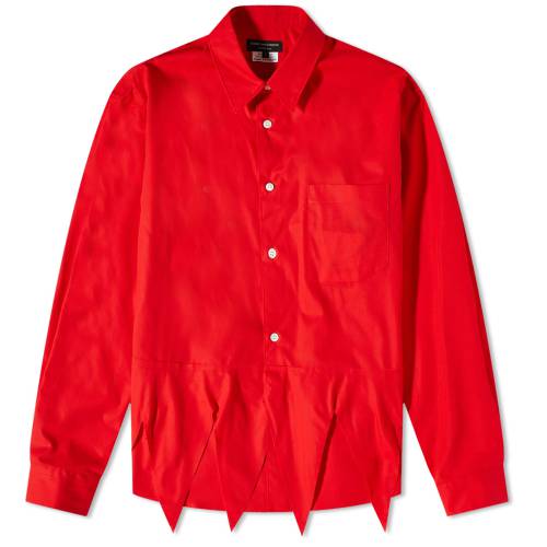 コムデギャルソンオム ジグ 赤 レッド GARçONS メンズ 【 COMME DES GARçONS HOMME PLUS COMME DES HOMME PLUS ZIG ZAG HEM SHIRT / RED 】 メンズファッション トップス