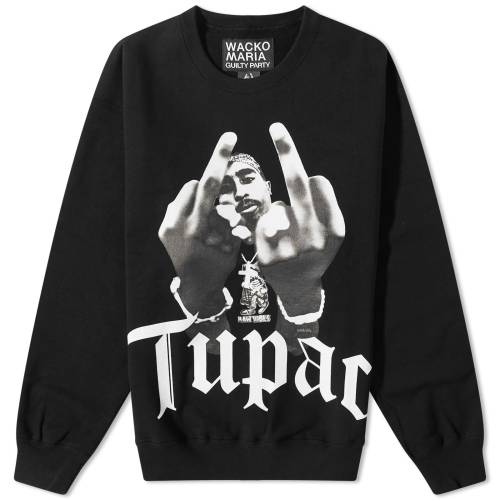 ワコマリア クルー スウェット 黒色 ブラック スウェットトレーナー メンズ 【 WACKO MARIA WACKO MARIA TUPAC HEAVYWEIGHT TYPE 1 CREW SWEAT / BLACK 】 メンズファッション トップス