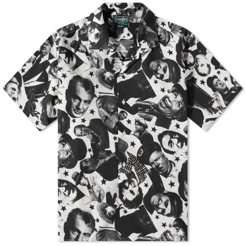 ギットマンヴィンテージ ビンテージ ヴィンテージ スターズ 黒色 ブラック 白色 ホワイト & メンズ 【 GITMAN VINTAGE GITMAN VINTAGE HOLLYWOOD STARS CAMP COLLAR SHIRT / BLACK & WHITE 】 メンズファッション ト
