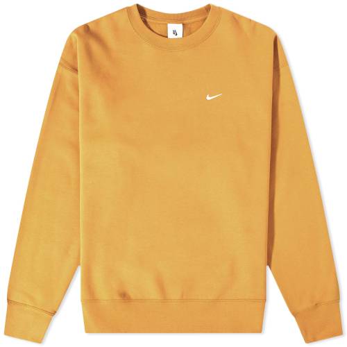 ナイキ スウッシュ スウォッシュ フリース クルー スウェット 白色 ホワイト スウェットトレーナー & メンズ 【 NIKE SOLO SWOOSH FLEECE CREW SWEAT / DESERT OCHRE & WHITE 】 メンズファッション トップス