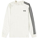 アディダス ワイスリー ストライプ スリーブ Tシャツ 白色 ホワイト 黒色 ブラック 長袖 メンズ 【 Y-3 3 STRIPE LONG SLEEVE T-SHIRT / OFF WHITE BLACK 】 メンズファッション トップス カットソー