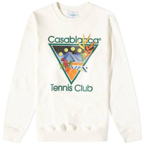 カサブランカ テニス クラブ アイコン クルー スウェット 白色 ホワイト スウェットトレーナー メンズ 【 CASABLANCA TENNIS CLUB ICON CREW SWEAT / OFF WHITE 】 メンズファッション トップス