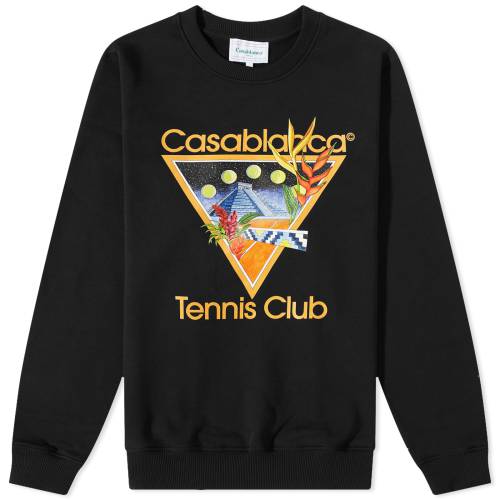 カサブランカ テニス クラブ アイコン クルー スウェット 黒色 ブラック スウェットトレーナー メンズ 【 CASABLANCA TENNIS CLUB ICON CREW SWEAT / BLACK 】 メンズファッション トップス