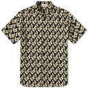 サンローラン スリーブ 黒色 ブラック 半袖 メンズ 【 SAINT LAURENT SAINT LAURENT GEOMETRIC PRINT SHORT SLEEVE SHIRT / BLACK 】 メンズファッション トップス