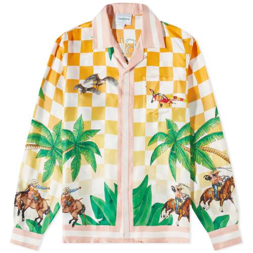 カサブランカ テニス クラブ スリーブ 白色 ホワイト ピンク 長袖 & メンズ 【 CASABLANCA TENNIS CLUB LONG SLEEVE SILK SHIRT / WHITE & PINK 】 メンズファッション トップスのサムネイル