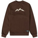 クルー スウェット 茶色 ブラウン スウェットトレーナー メンズ 【 AFIELD OUT AFIELD OUT ALP APPLIQUE CREW SWEAT / BROWN 】 メンズファッション トップス