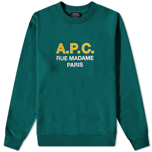 アー・ペー・セー ロゴ クルー スウェット 緑 グリーン A.P.C. スウェットトレーナー メンズ 【 MADAME LOGO CREW SWEAT / DARK GREEN 】 メンズファッション トップス