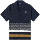 tbhy[ F lCr[ Y y FRED PERRY FRED PERRY KNITTED PANEL VACATION SHIRT / NAVY z Yt@bV gbvX