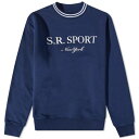 クルー スウェット 紺色 ネイビー 白色 ホワイト & スウェットトレーナー メンズ 【 SPORTY & RICH SPORTY RICH SR SPORT CREW SWEAT / NAVY & WHITE 】 メンズファッション トップス