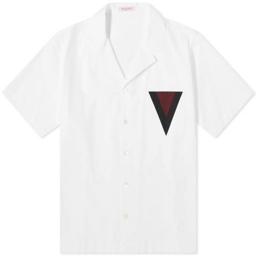 ヴァレンティノ ロゴ 白色 ホワイト メンズ 【 VALENTINO V LOGO VACATION SHIRT / WHITE 】 メンズファッション トップス