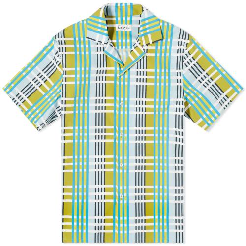 ランバン スリーブ 半袖 メンズ 【 LANVIN SHORT SLEEVE CHECK VACATION SHIRT / BUDGIE 】 メンズファッション トップス