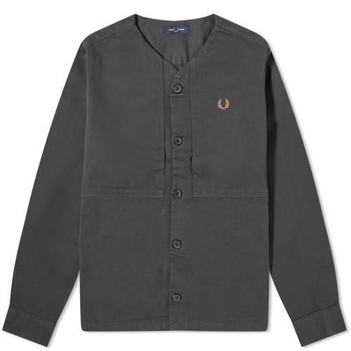 フレッドペリー ジャケット メンズ フレッドペリー 灰色 グレー メンズ 【 FRED PERRY FRED PERRY COLLARLESS OVERSHIRT / ANCHOR GREY 】 メンズファッション コート ジャケット