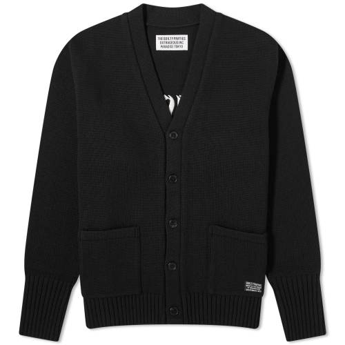 ワコマリア ロゴ カーディガン 黒色 ブラック メンズ 【 WACKO MARIA WACKO MARIA LETTERED LOGO WOOL CARDIGAN / BLACK 】 メンズファッション トップス