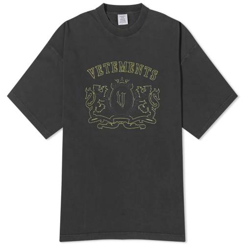 ヴェトモン ロゴ Tシャツ 黒色 ブラック 黄色 イエロー & メンズ 【 VETEMENTS ROYAL LOGO T-SHIRT / BLACK & YELLOW 】 メンズファッション トップス カットソー