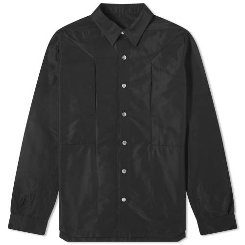 リックオウエンス 黒色 ブラック メンズ 【 RICK OWENS RICK OWENS FOGPOCKET TECHNICAL OUTERSHIRT / ..