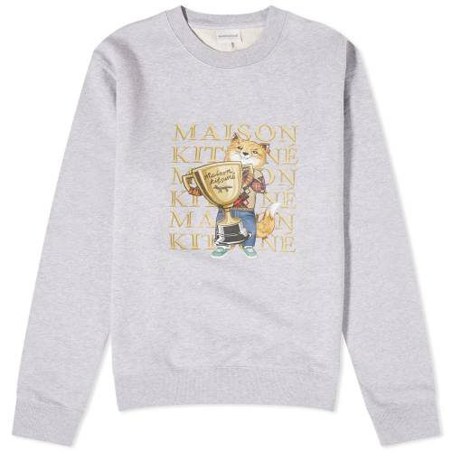 メゾンキツネ フォックス チャンピオン クルー スウェット 灰色 グレー スウェットトレーナー メンズ 【 MAISON KITSUNE MAISON KITSUNE FOX CHAMPION REGULAR CREW SWEAT / GREY MELANGE 】 メンズファッション ト