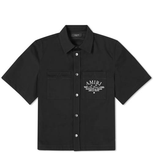 A~ X[u F ubN  Y y AMIRI ARTS DISTRICT SHORT SLEEVE CAMP SHIRT / BLACK z Yt@bV gbvX