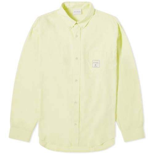 楽天スニケスドロールドムッシュ ロゴ オックスフォード 黄色 イエロー DRôLE オクスフォードシャツ メンズ 【 DROLE DE MONSIEUR DE MONSIEUR PATCH LOGO OXFORD SHIRT / LIGHT YELLOW 】 メンズファッション トップス