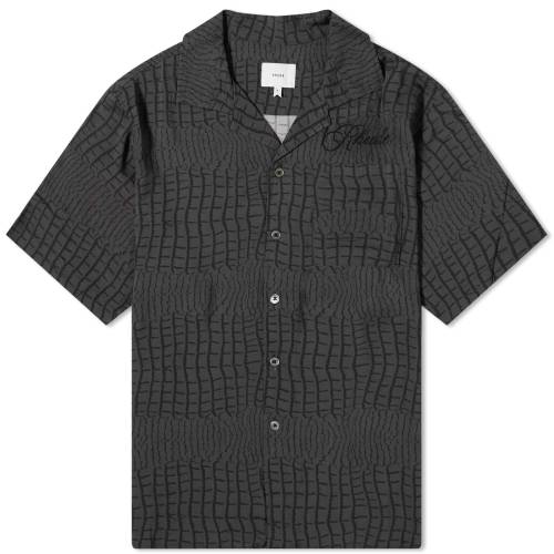 [h F ubN Y y RHUDE RAYON CROC PRINT VACATION SHIRT / BLACK z Yt@bV gbvX