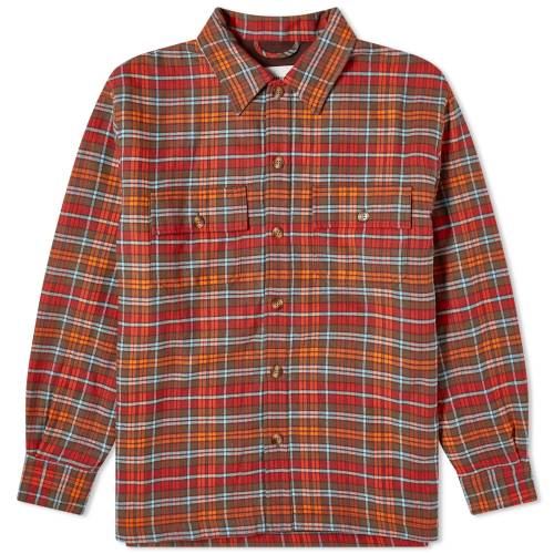 楽天スニケスドロールドムッシュ 橙 オレンジ DRôLE メンズ 【 DROLE DE MONSIEUR DE MONSIEUR CHECK OVERSHIRT / ORANGE 】 メンズファッション コート ジャケット