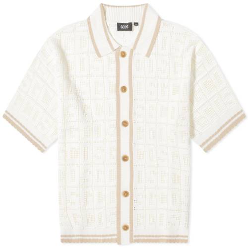 X[u jbg F zCg  Y y GCDS SHORT SLEEVE MONOGRAM KNIT SHIRT / OFF WHITE z Yt@bV gbvX