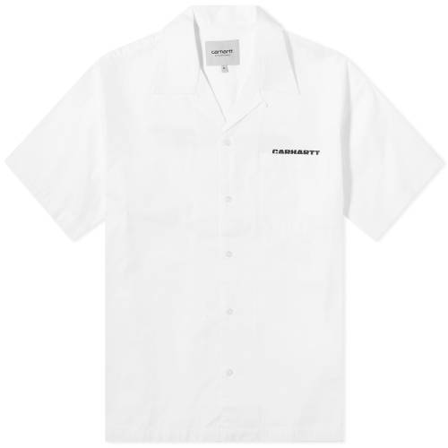 カーハート ダブリューアイピー スクリプト 白色 ホワイト 黒色 ブラック & メンズ 【 CARHARTT WIP CARHARTT WIP LINK SCRIPT VACATION SHIRT / WHITE & BLACK 】 メンズファッション トップス